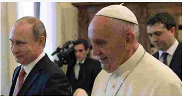 Зустріч Папи Римського і серійного вбивці Путіна, якого понтифік нагородив медаллю «Ангел миру».